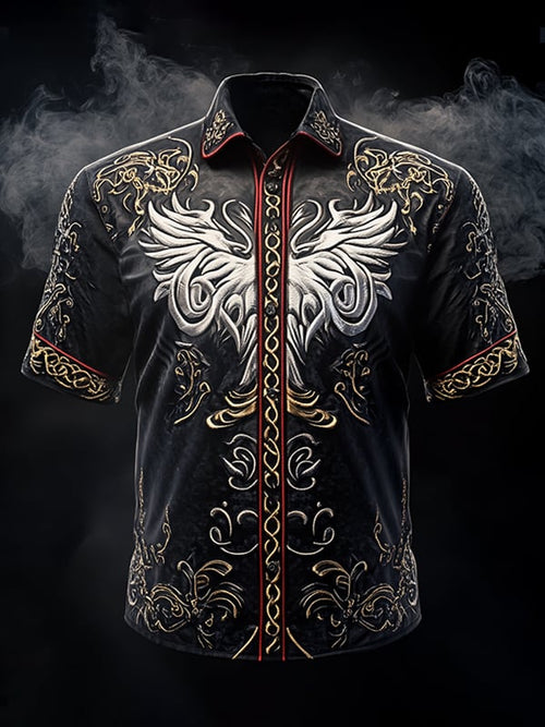 Men's Retro Viking Graphic Short Sleeve Shirt