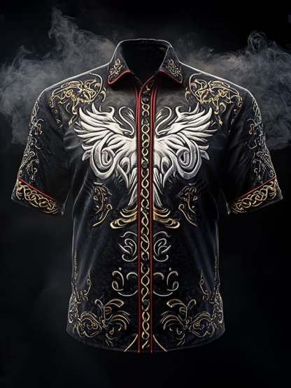 Men's Retro Viking Graphic Short Sleeve Shirt