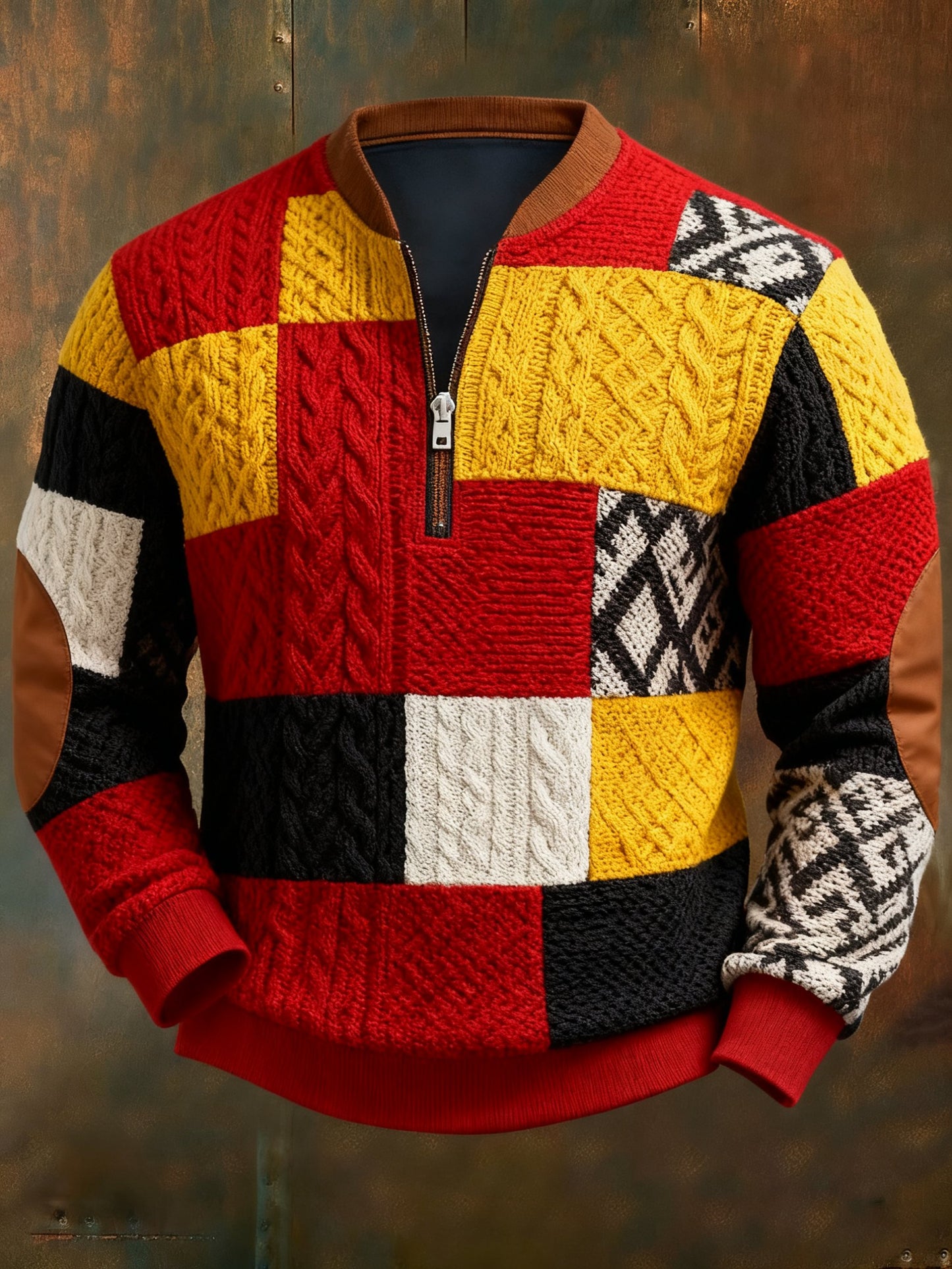 Men's Casual Geometric Color Block Print Sweatshirt