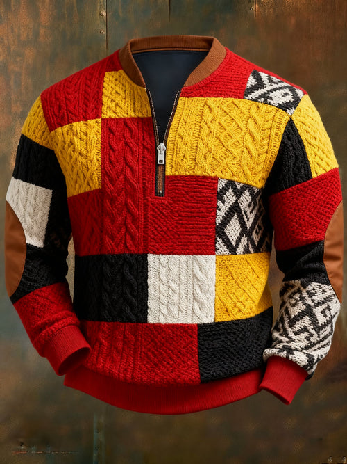Men's Casual Geometric Color Block Print Sweatshirt