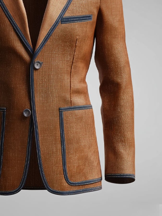 Men'S Casual Classic Contrast Color Business Long-Sleeved Suit