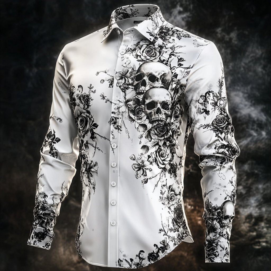 Men's Vintage Art Skull Shirt