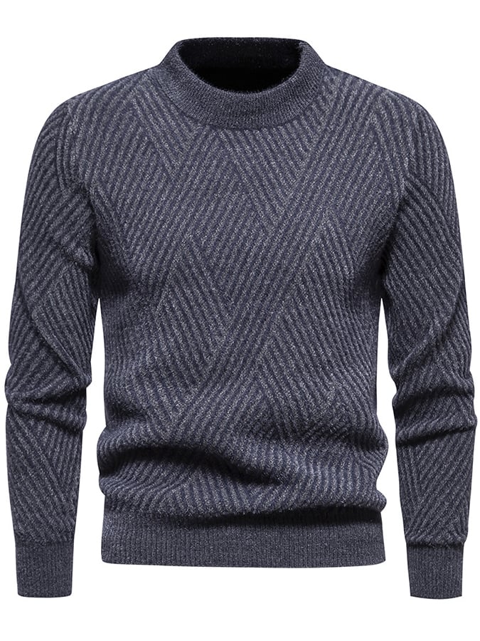 Men's Fashionable Patterned Pullover Long-Sleeved Sweater