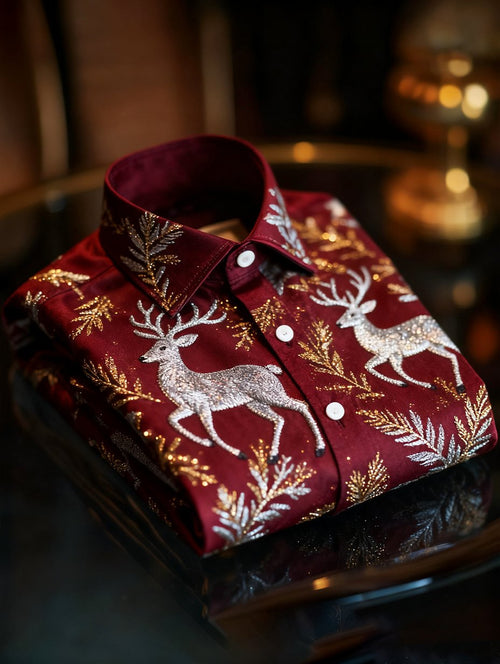 Men's Luxury Christmas Party Long Sleeve Button-Down Shirt