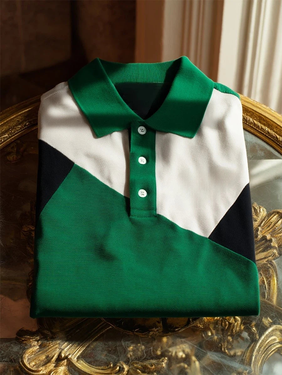 Men's Business Casual Button Short Sleeve Polo Shirt