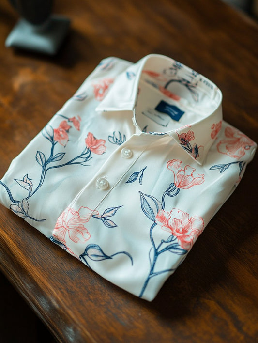 Men's Business Casual Floral Lapel Short Sleeve Shirt