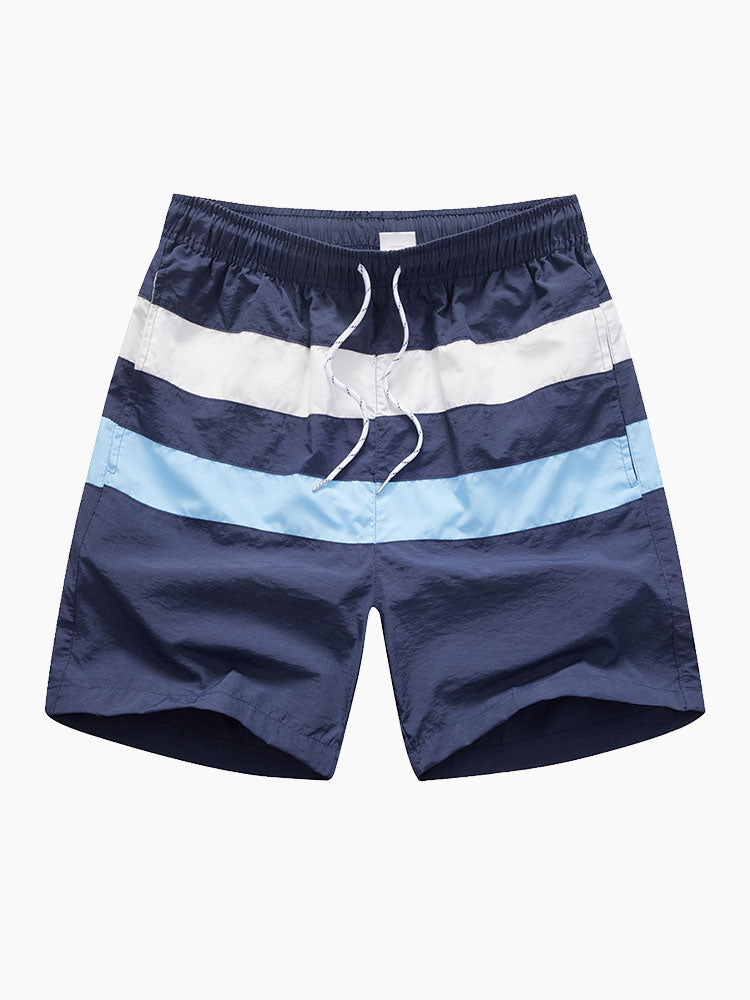 Man Colorblock Spliced Swim Shorts