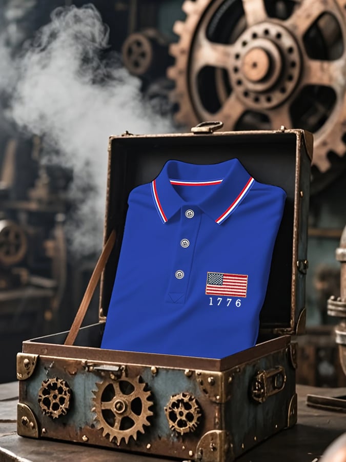 Men's Independence Day American Flag Casual POLO Shirt