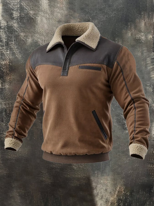 Men's Retro Warm Lambswool Long Sleeve Sweatshirt