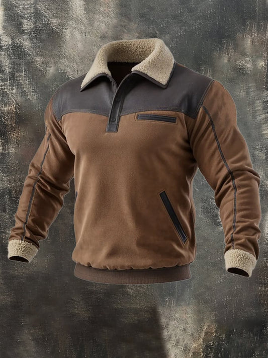 Men's Retro Warm Lambswool Long Sleeve Sweatshirt