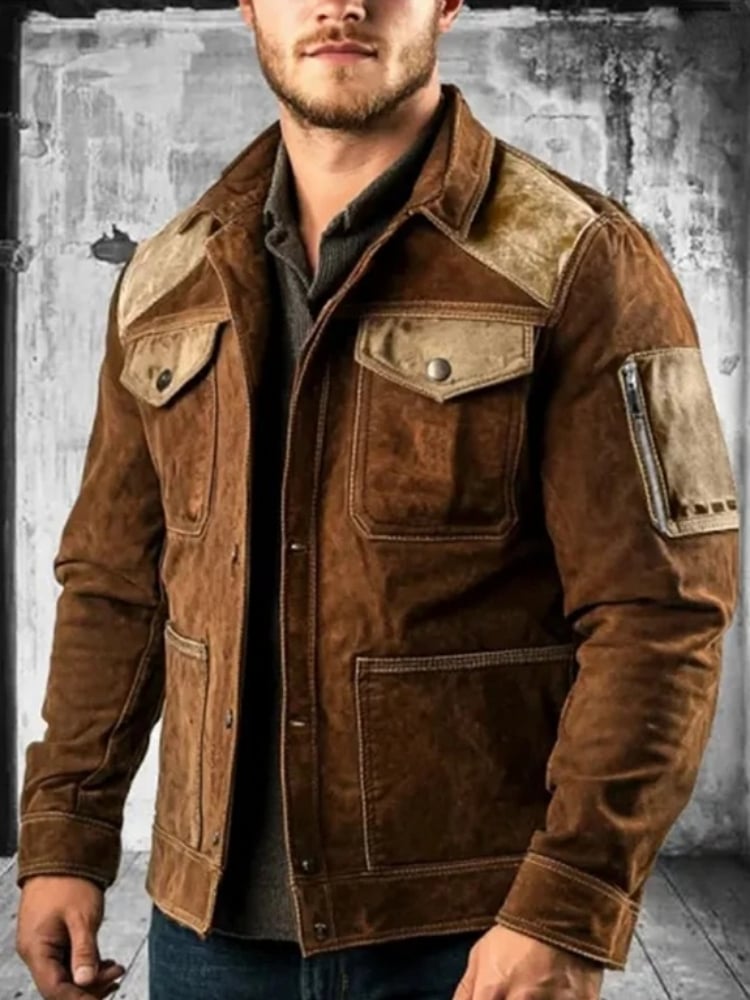 Men's Western Outdoor Vintage Multi-Pocket Jacket