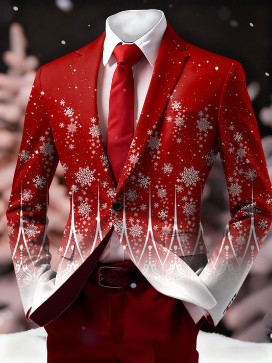 Men's Christmas Art Design Printed Casual Suit Jacket
