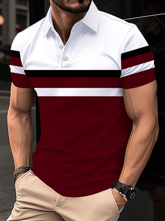 Men's Business Logo Button-Down Short Sleeve Polo Shirt