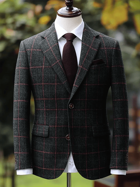 Men's Business Fashion Plaid Single Breasted Blazer