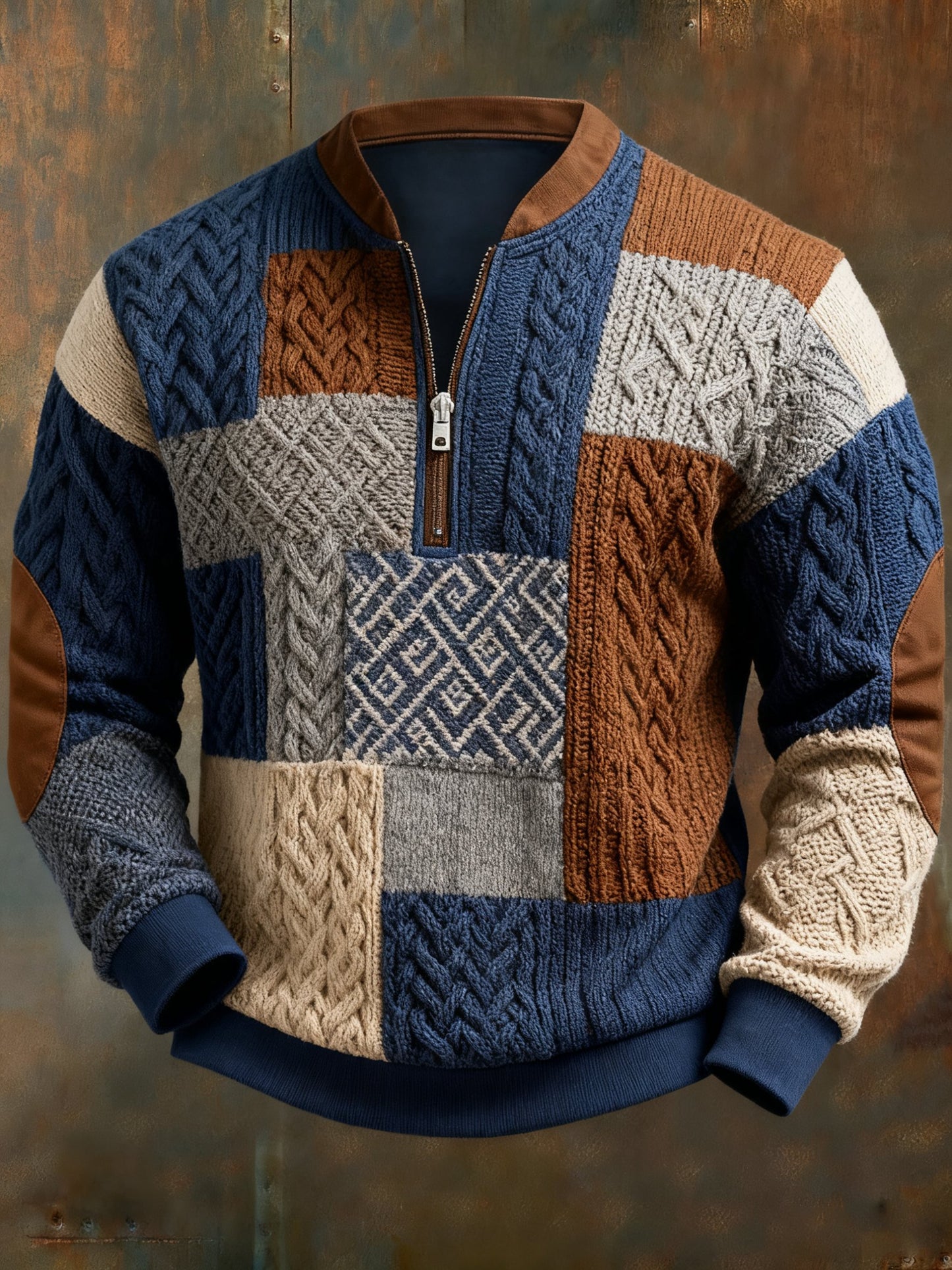 Men's Casual Geometric Color Block Print Sweatshirt