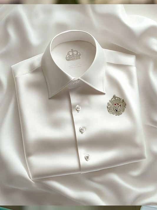 Men's Business Casual Logo Lapel Short Sleeve Shirt