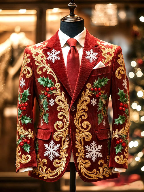 Men's Vintage Casual Christmas Party Corduroy Blazer
