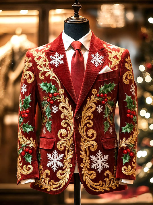 Men's Vintage Casual Christmas Party Corduroy Blazer