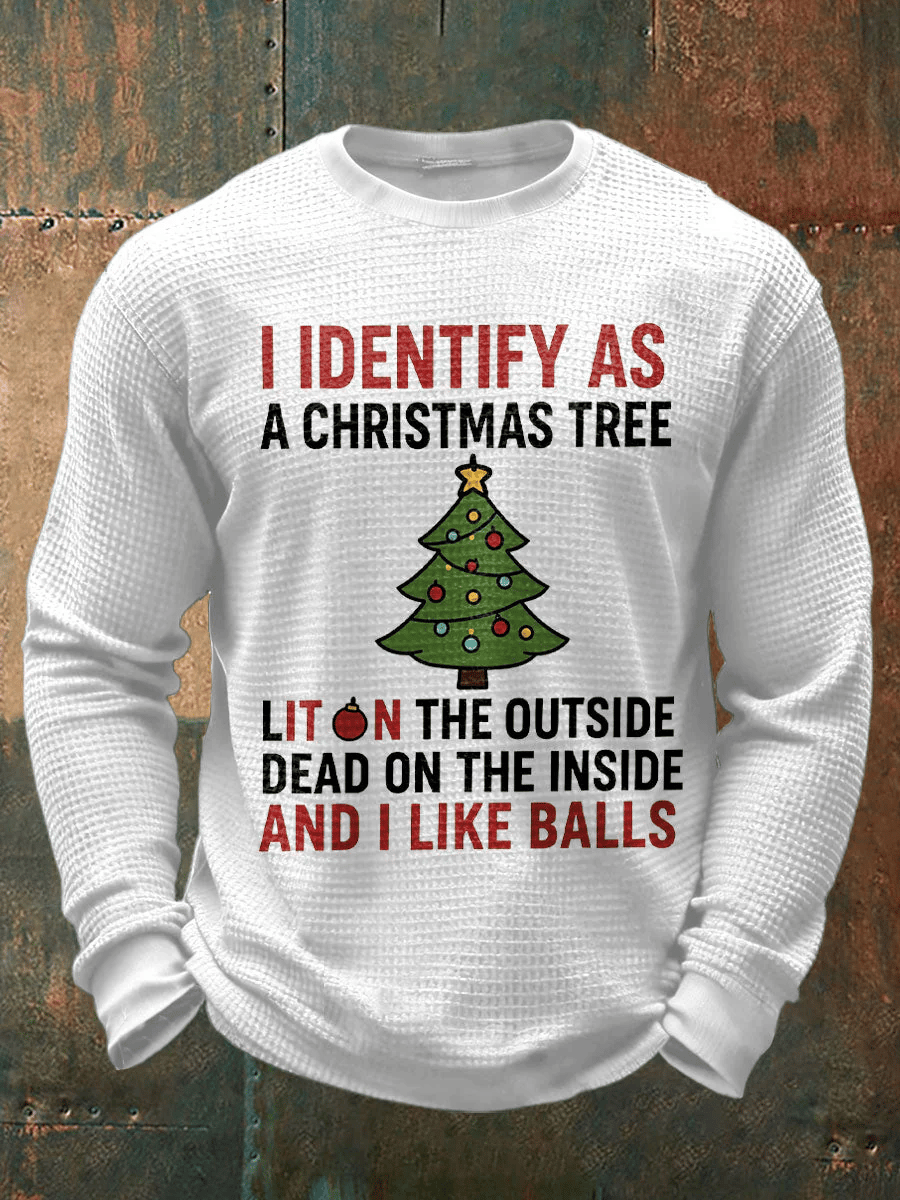 Men's Funny Identify As A Christmas Printed Casual Long-Sleeved Top