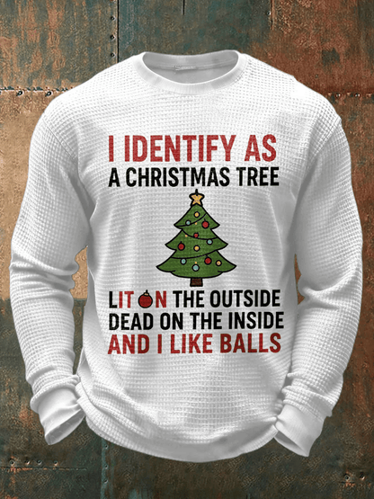 Men's Funny Identify As A Christmas Printed Casual Long-Sleeved Top
