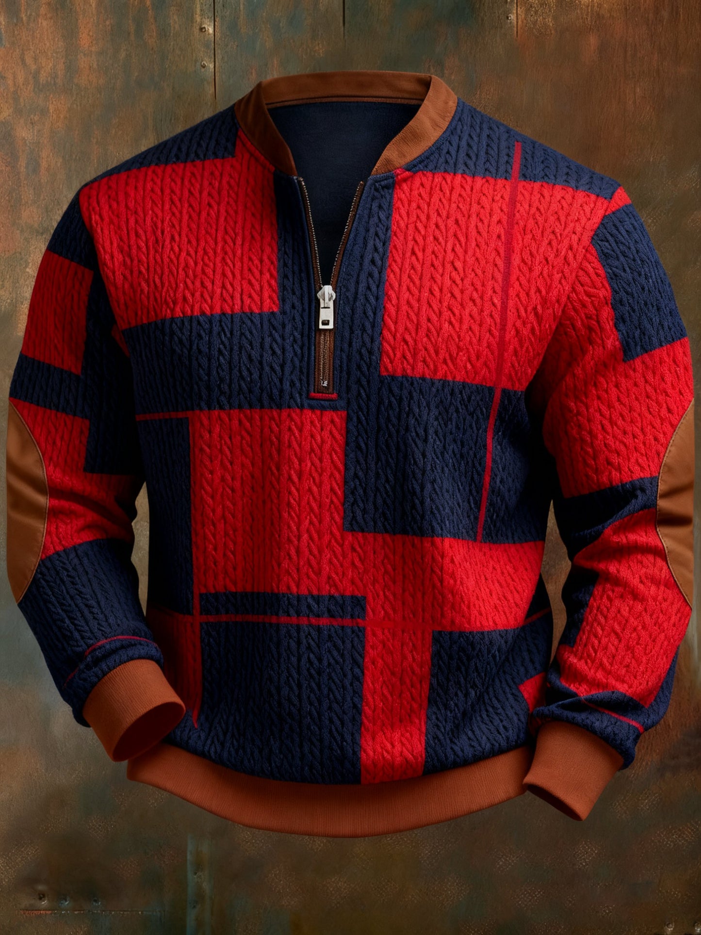 Men's Casual Geometric Color Block Print Sweatshirt