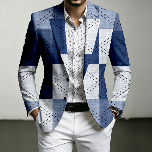 Men's Checkered Print Blazer