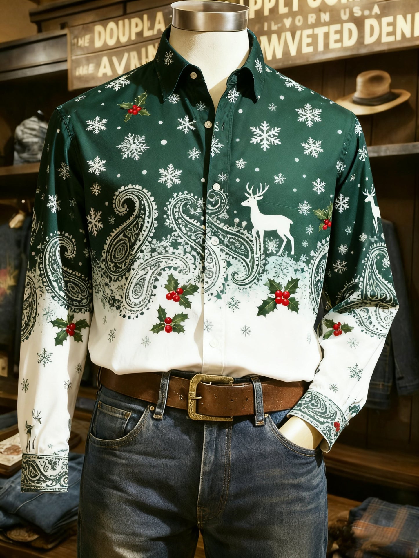 Men's Casual Christmas Long Sleeve Shirt