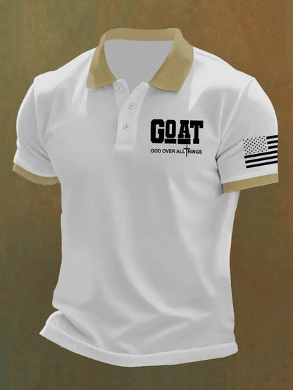 Men'S God Over All Things Print Casual Polo Shirt