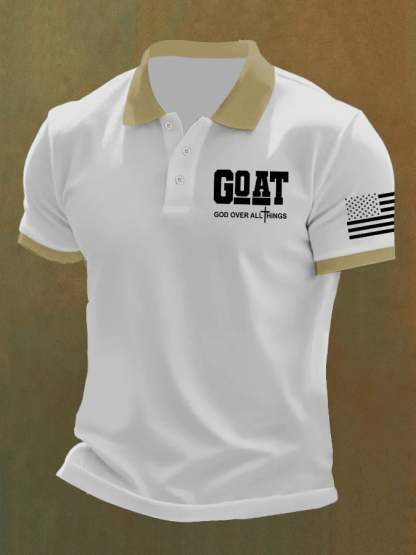 Men'S God Over All Things Print Casual Polo Shirt