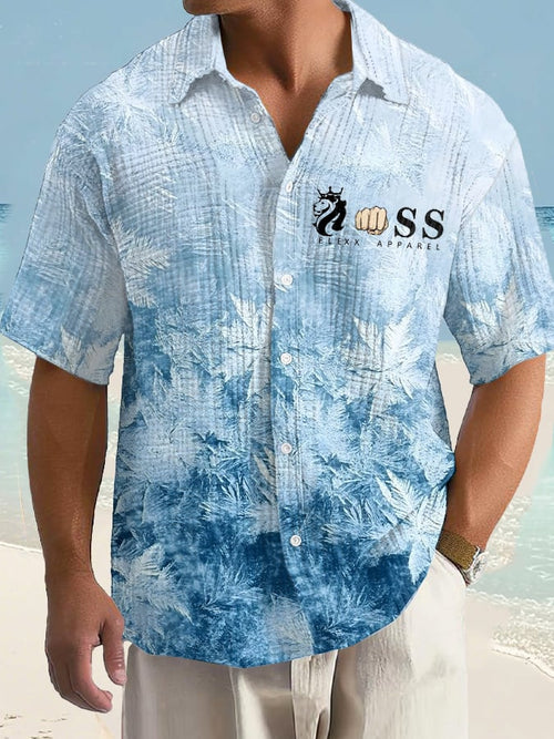 Men's Casual Contrast Color Holiday Bubble Wrinkle Shirt