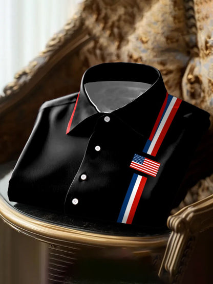 Men'S Retro Independence Day Printed Shirt