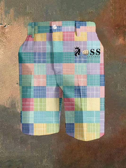 Men's Casual Plaid Waffle Pants