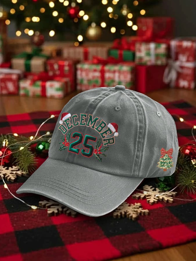 Retro Christmas December 25 Print Baseball Cap