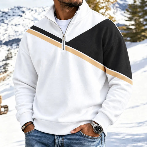 Men's Color-Blocked Half-Zip Hoodie