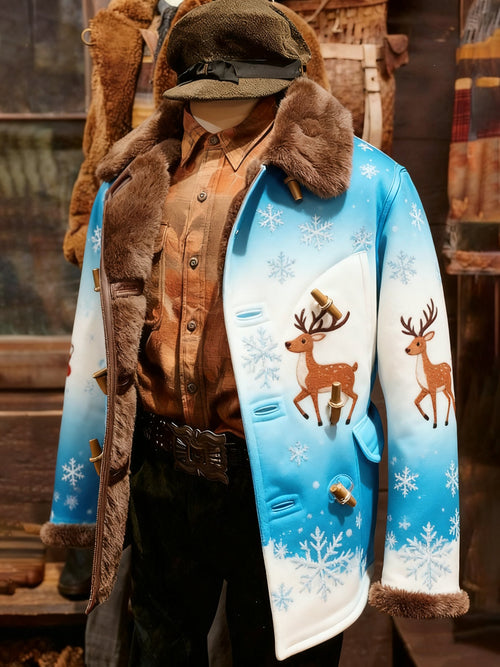 Men's Street Style Vintage Christmas Reindeer Jacket Winter Coat