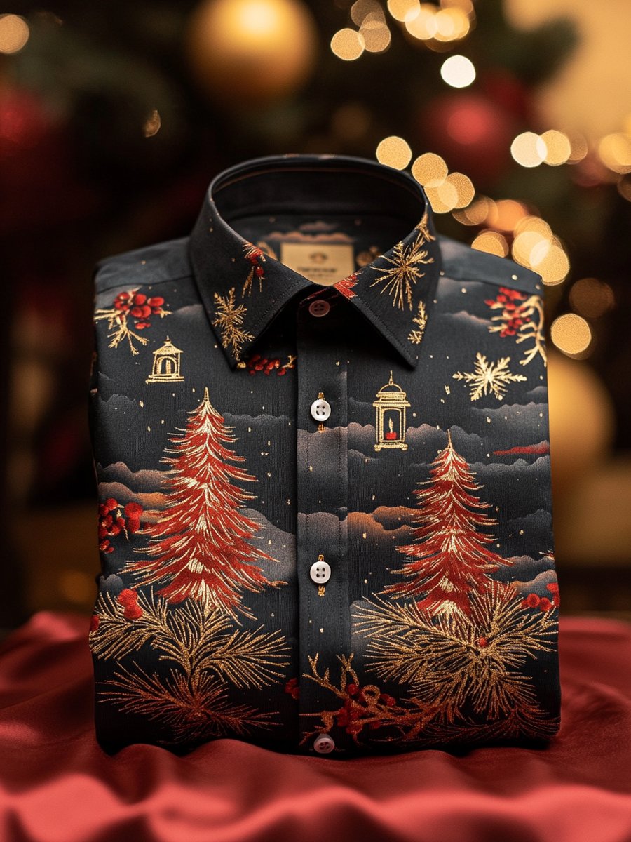 Christmas Men's Business Luxury Long Sleeve Shirt