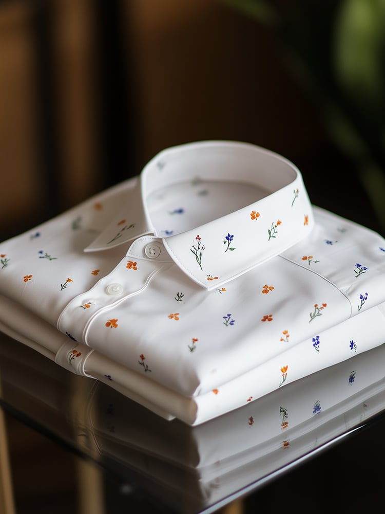 Men's Business Casual Floral Lapel Short Sleeve Shirt