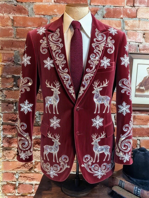 Men's Vintage Casual Christmas Party Corduroy Blazer