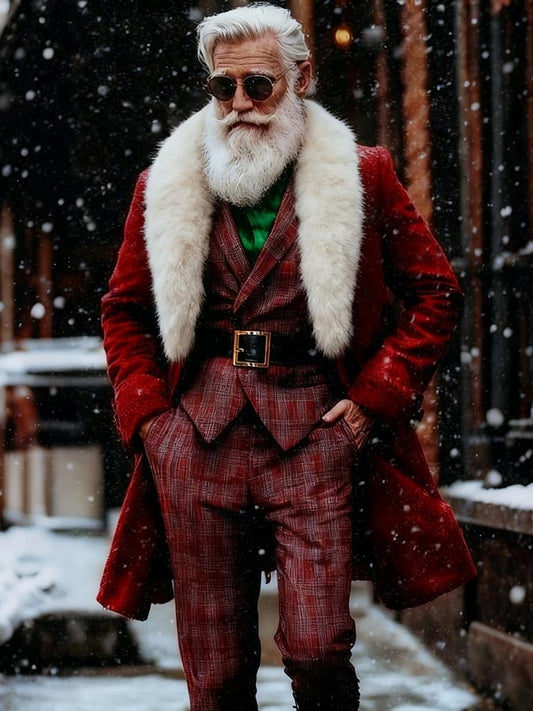 Men's Christmas Inspired Furry Hooded Coat