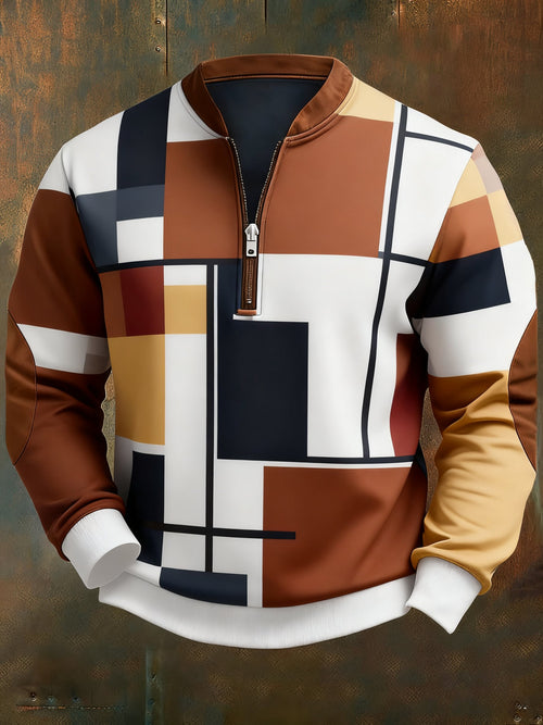 Men's Casual Geometric Color Block Print Sweatshirt
