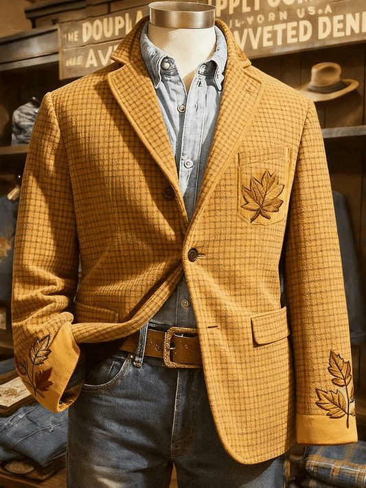 Men's Autumn and Winter Retro Plaid Print Casual Jacket