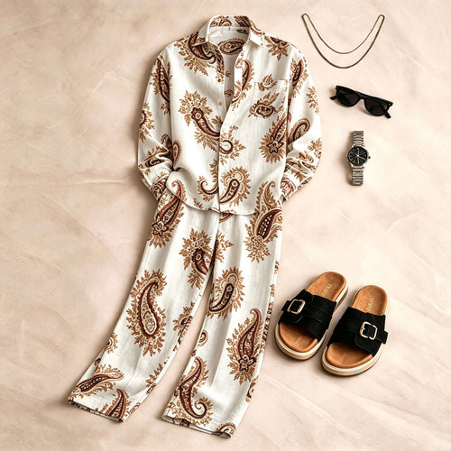 Men's Perris Print Long-Sleeve Shirt and Pants Set