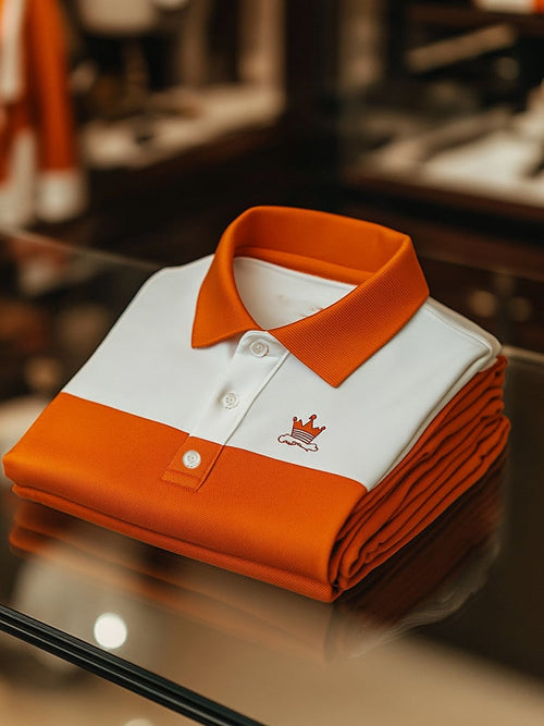 Men's Business Casual Logo Button Short Sleeve Polo Shirt
