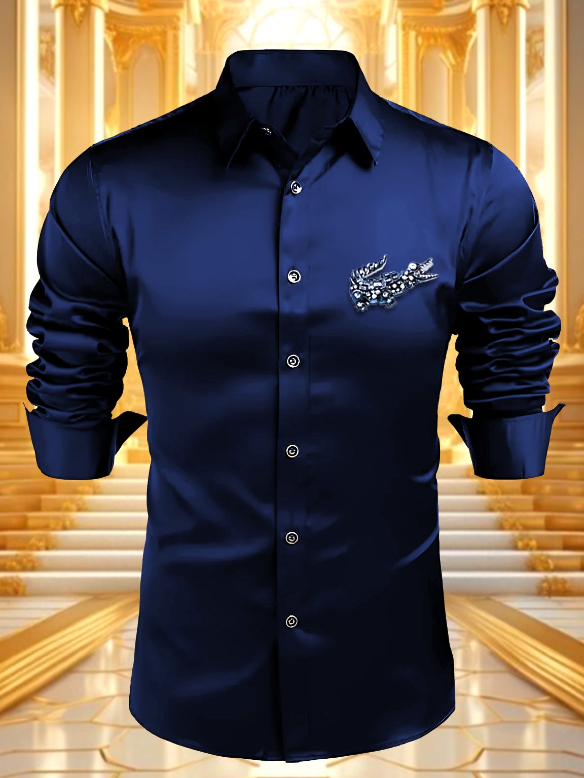 Men's Satin Luxe Long Sleeve Button Down Shirt