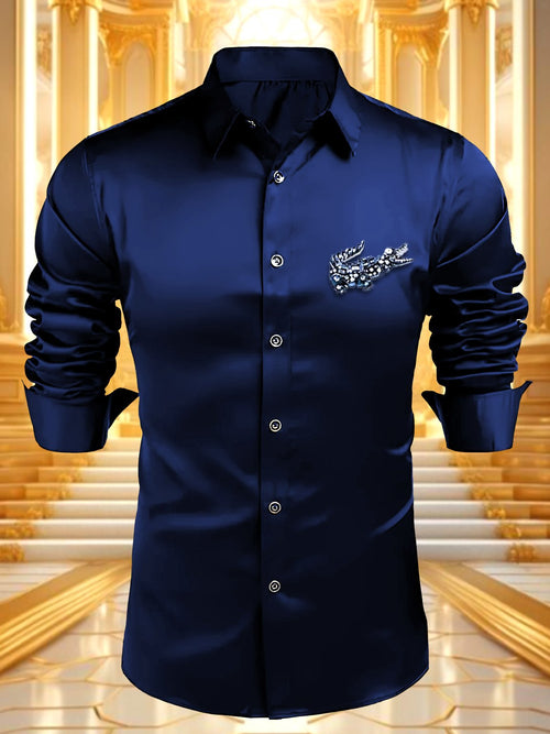 Men's Satin Luxe Long Sleeve Button Down Shirt