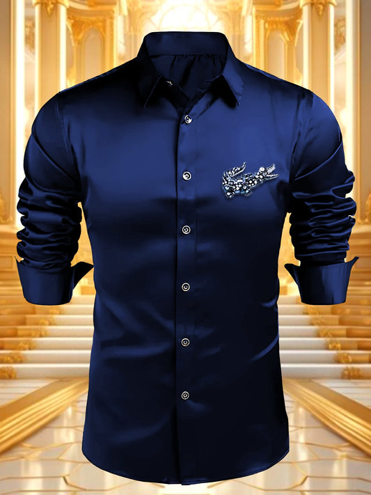 Men's Satin Luxe Long Sleeve Button Down Shirt