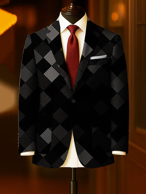Men's Business Casual Large Pocket Print Blazers