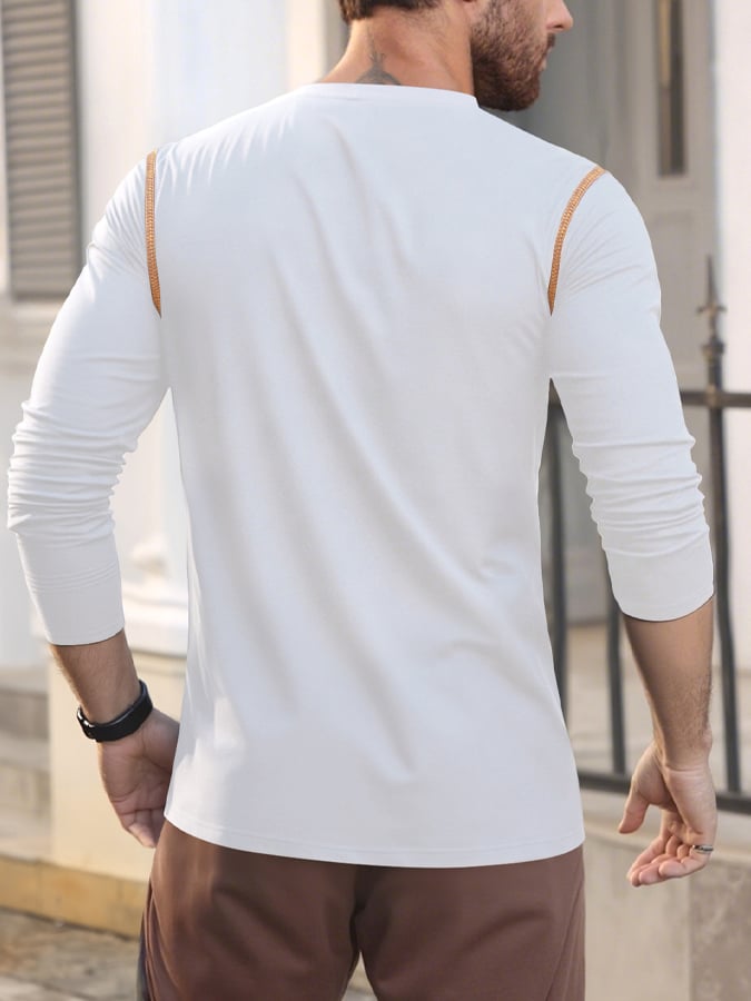 Men's Retro Contrast Henley
