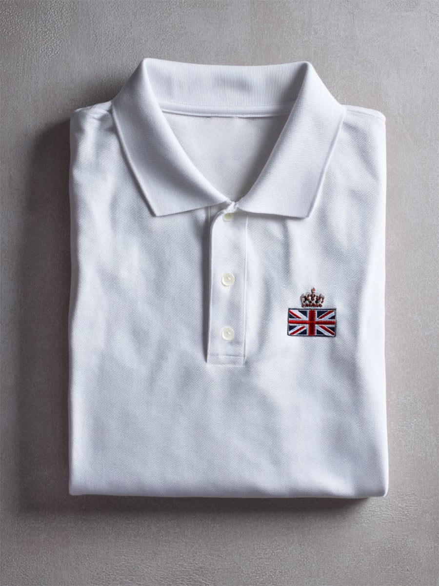 Men's Business Casual Union Jack Button Short Sleeve Polo Shirt
