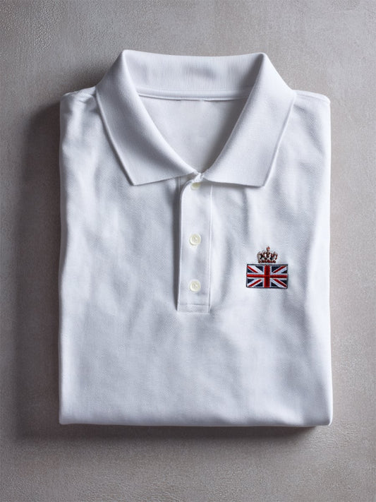 Men's Business Casual Union Jack Button Short Sleeve Polo Shirt